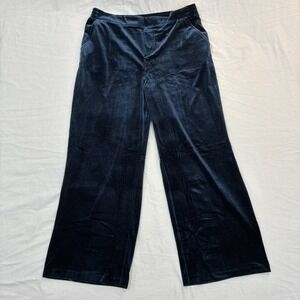 BLANKNYC Women's Velvet Wide Leg Pants Dark Blue Color Size XL